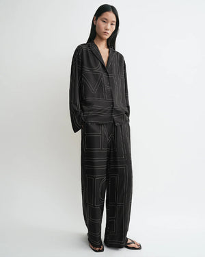 MONOGRAM SILK PJ TOP / BLACK