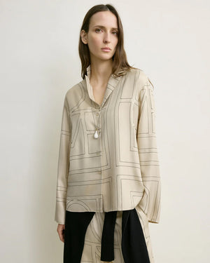 MONOGRAM SILK PJ TOP / IVORY