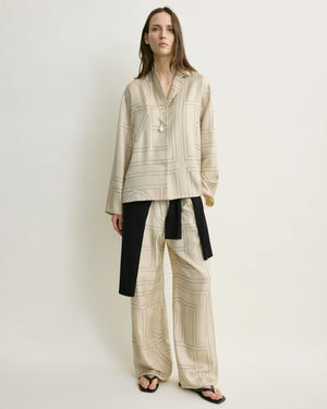 MONOGRAM SILK PJ TOP / IVORY