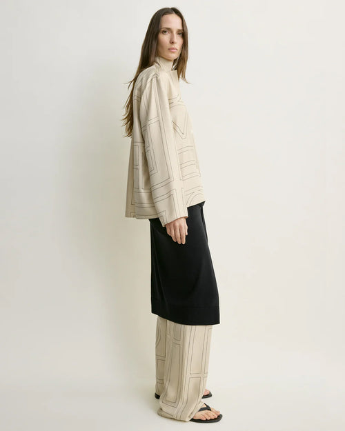 MONOGRAM SILK PJ TOP / IVORY