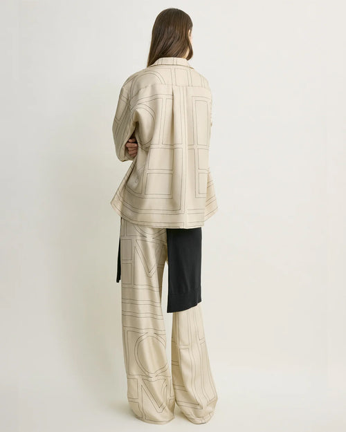 MONOGRAM SILK PJ TOP / IVORY