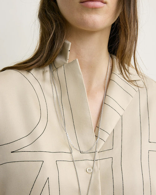 MONOGRAM SILK PJ TOP / IVORY