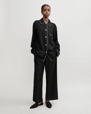 PIPED PJ TOP / BLACK