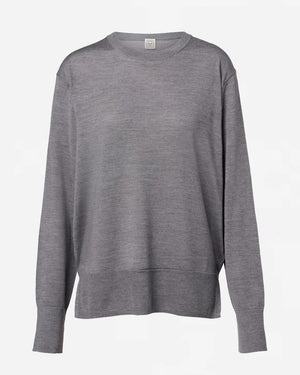 CREW-NECK WOOL SILK KNIT / GREY MELANGE