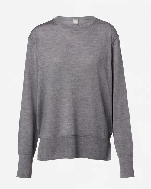 CREW-NECK WOOL SILK KNIT / GREY MELANGE