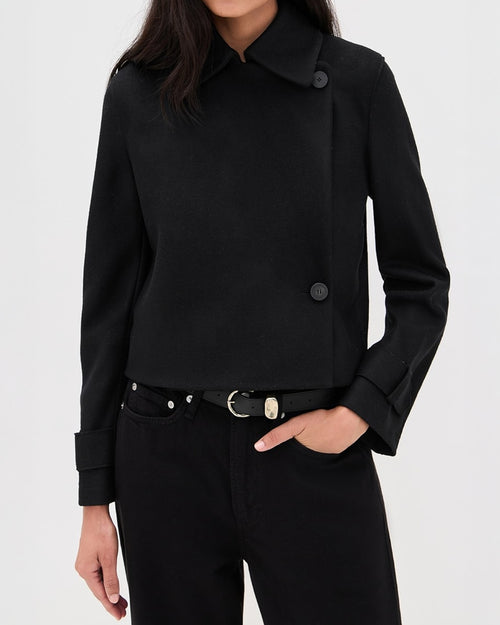 WOMEN CROPPED TRENCH CASHMERE BLEND / BLACK