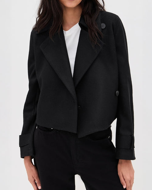 WOMEN CROPPED TRENCH CASHMERE BLEND / BLACK