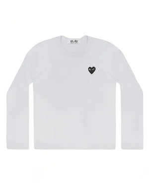 T120 MENS LS BLACK HEART T-SHIRT / WHITE