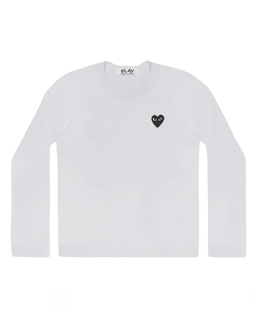 T120 MENS LS BLACK HEART T-SHIRT / WHITE
