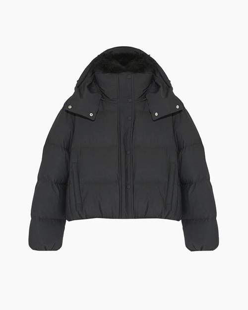 DOWN JACKET 59CM TECHNICAL FABRIC LH LAMB / BLACK