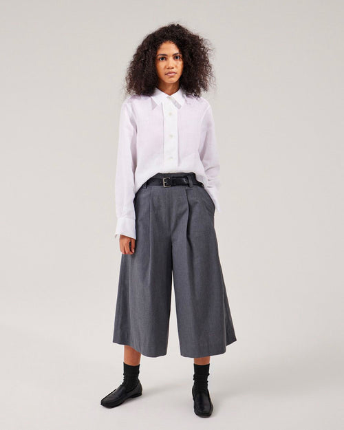 PLEATED CULOTTE TROUSERS /MID GREY