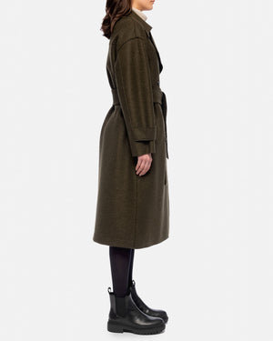 OVERSIZED TRENCH COAT PRESSED WOOL / MOSS GREEN