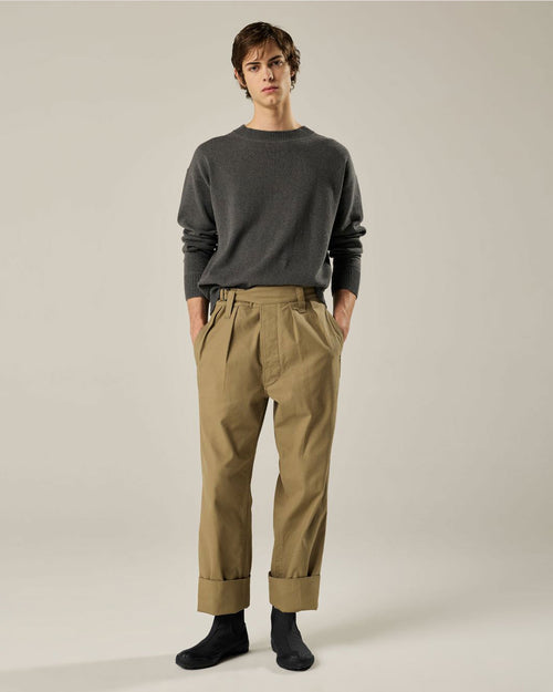 Margaret Howell Straight leg trousers washed cotton - army green |  Garmentory