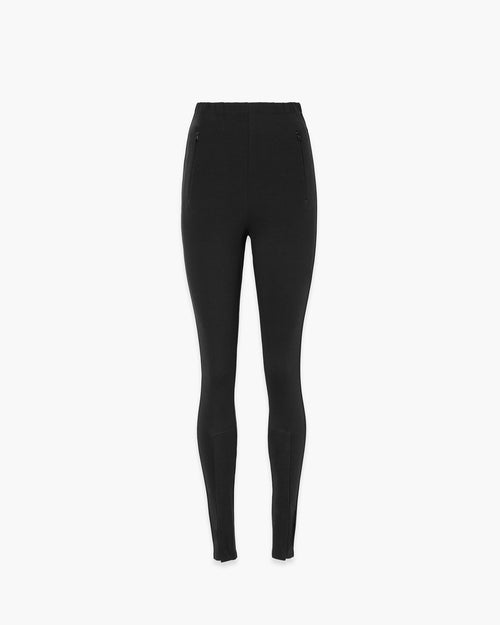 TOTEME Women's Long Tights High Elastic Waist Zip Leggings, Black, M