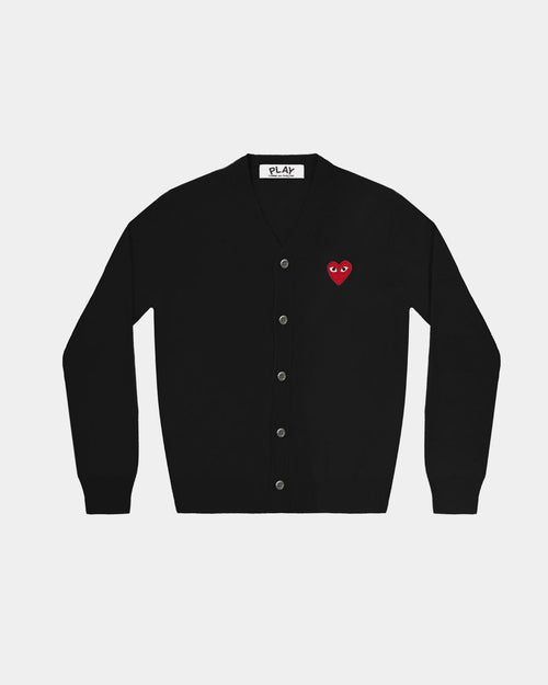 N008 RED HEART CARDIGAN / BLACK
