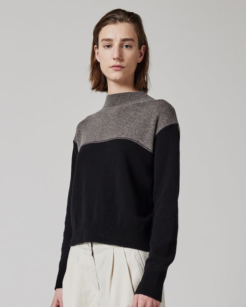 MHL COLOUR BLOCK JUMPER / DARK NATURAL BLACK – FABRIC