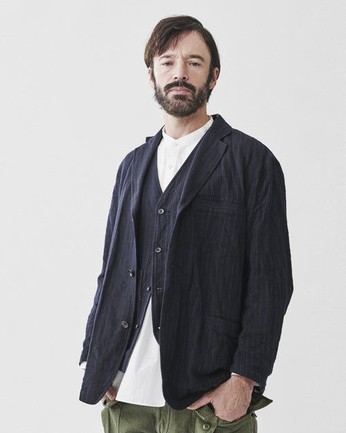 TWILL COVERALL JACKET / NAVY STRIPE
