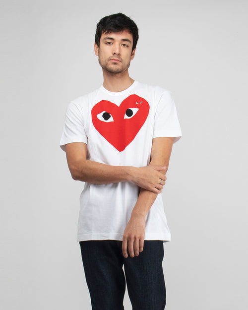 T026 CLASSIC BIG HEART PRINT T-SHIRT WHITE – FABRIC