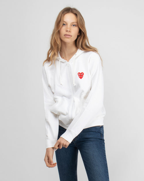 Hoodies and sweatshirts Comme des Garçons PLAY Double Heart Zip Hoodie  White
