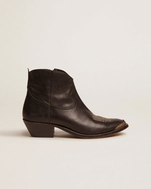 YOUNG LEATHER UPPER BOOT / BLACK