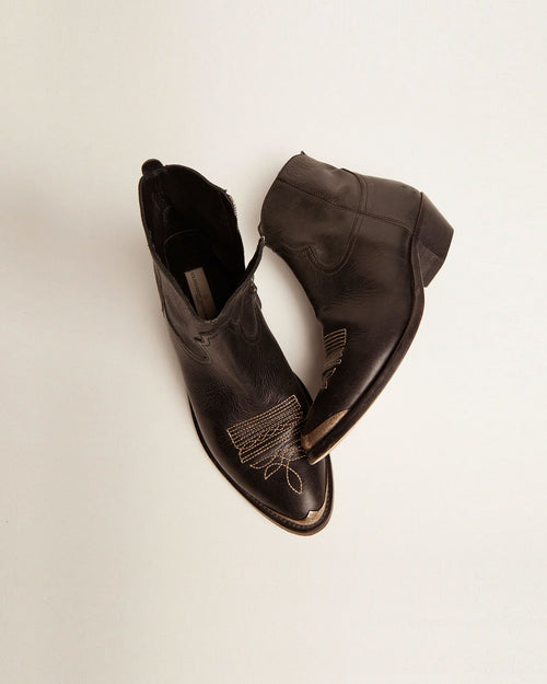 YOUNG LEATHER UPPER BOOT / BLACK