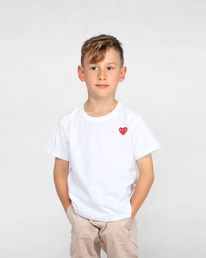 KIDS MINI RED HEART T-SHIRT T501 / WHITE