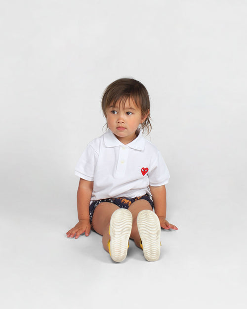 KIDS T505 RED HEART  POLO SHIRT / WHITE