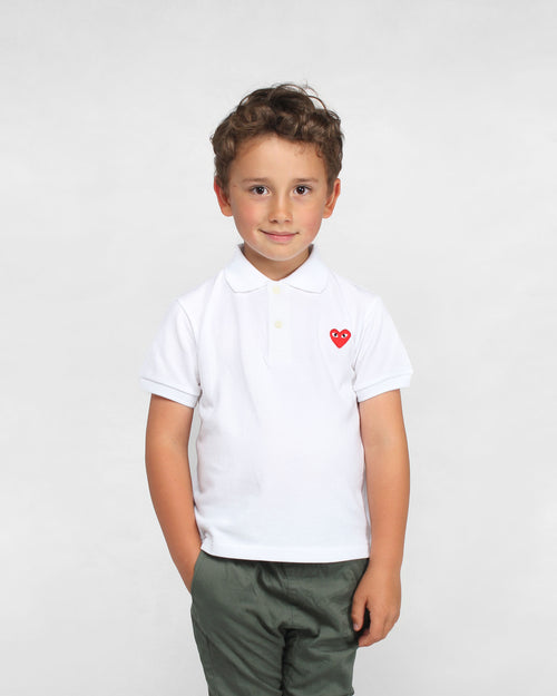 KIDS T505 RED HEART  POLO SHIRT / WHITE