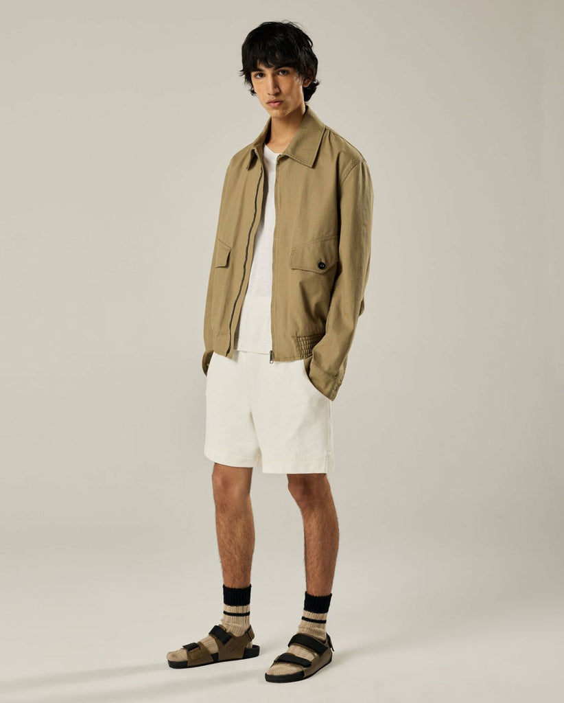 MHL SLANT POCKET BOMBER / GABARDINE SAGE – FABRIC