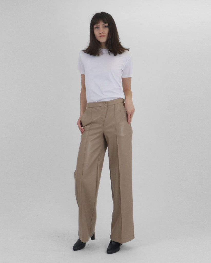 LYNDA VEGAN LEATHER PANT / NUTMEG – FABRIC