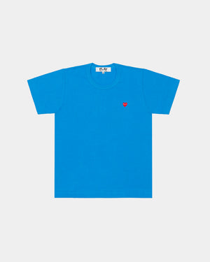 T314 SMALL RED HEART T-SHIRT / BLUE