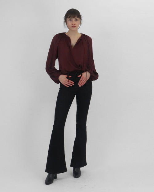 WANDA L/S PLEATED TOP / MULBERRY